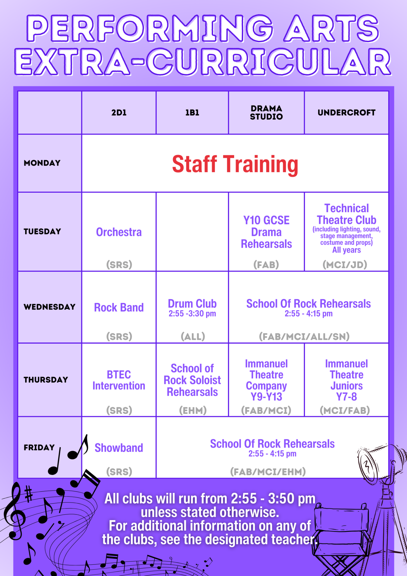 Extra Curricular Performing Arts Timetable (1)